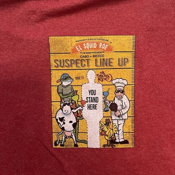 Vintage El Squid Roe Mexico Tourist T-Shirt Men’s Size Large Red Graphic Tee - Picture 9 of 9